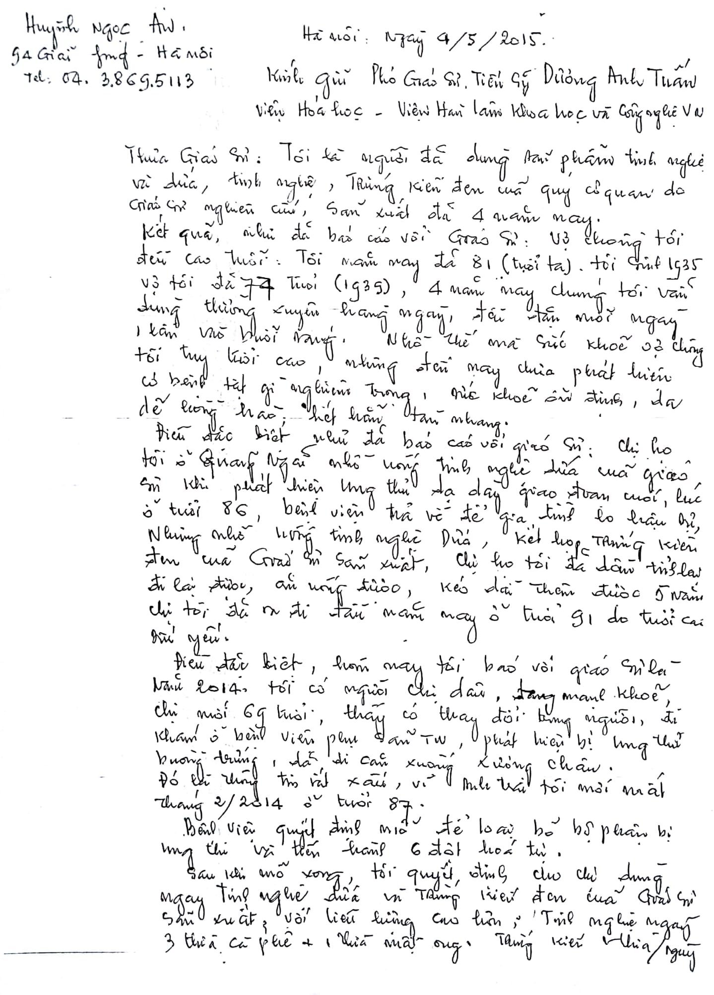 Hai bức thư cảm ơn của bác Huỳnh Ngọc Ấn gửi tới PGS.TS Dương Anh Tuấn (Phần 2: Bức thư thứ hai)